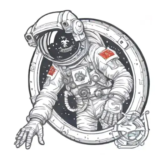 Canadian Astronaut Looking Into Porthole