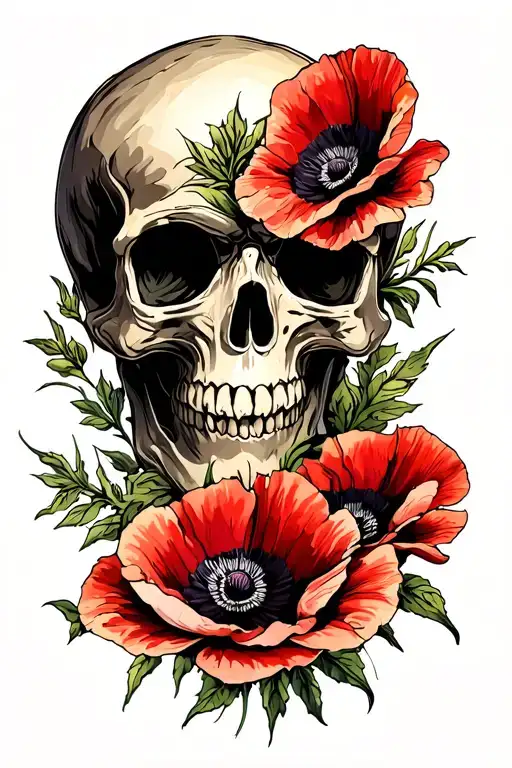 Skull And Poppies