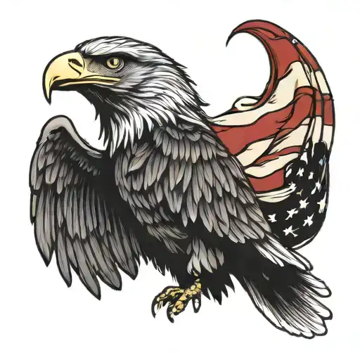 American Eagle And Flag Intertwined