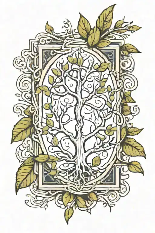 Fine Lines With Classic Geometry Tree Root Dna Strand