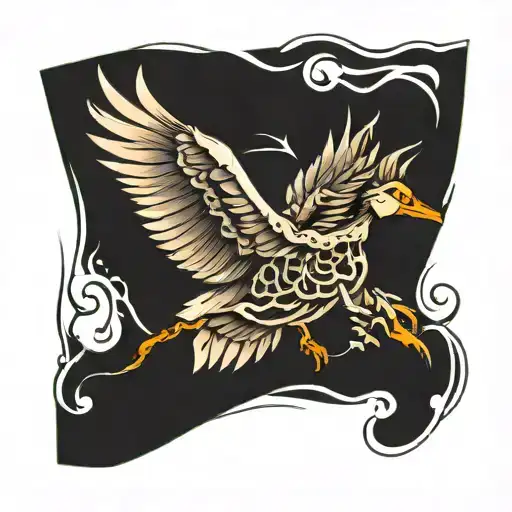 Duck In Flight Skeleton