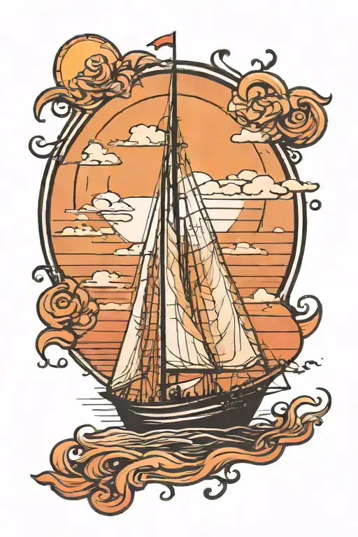 Sailboat Sunset Minimalistic