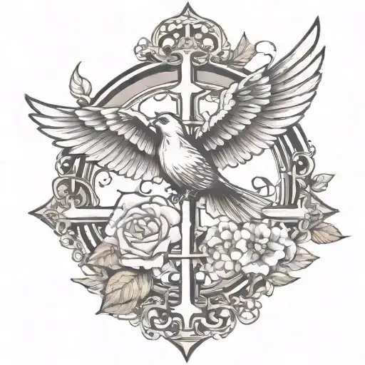 Flying Bird Over Cross