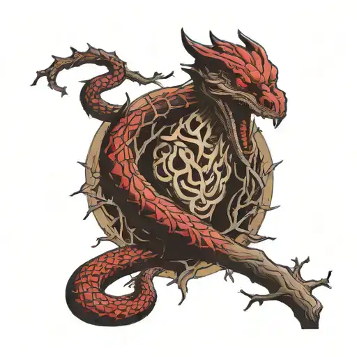 Cobra With Red Eyes Wrapped Around A Tall Dead Tree