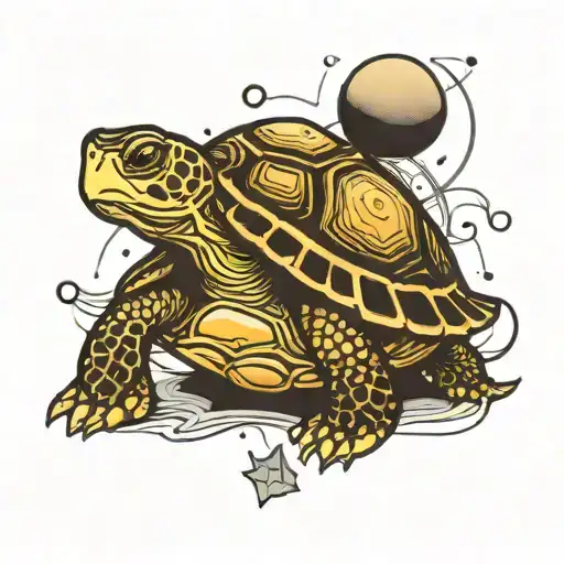 Turtle And Planet Saturn
