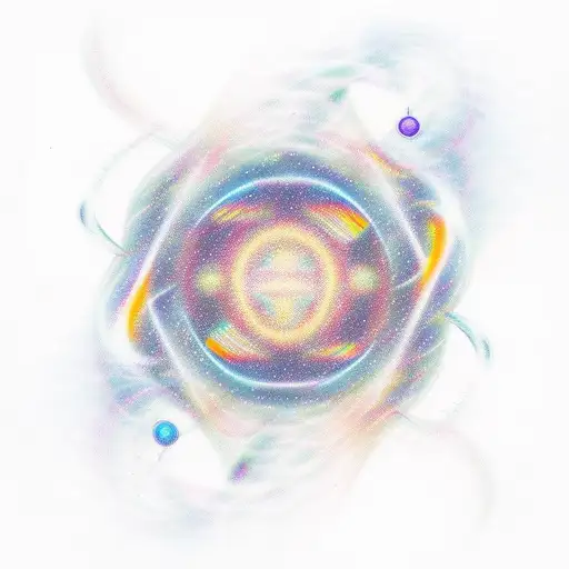 Abstract Geometric Design Of A Nebula With Musical Notes Flowing Through It