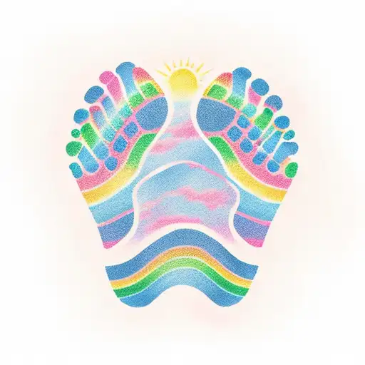 Baby Footprint With Rainbow Above It