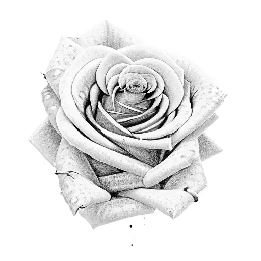 Snake Wrapped Length Wise Around A Thorny Rose Half Of The Rose Dying