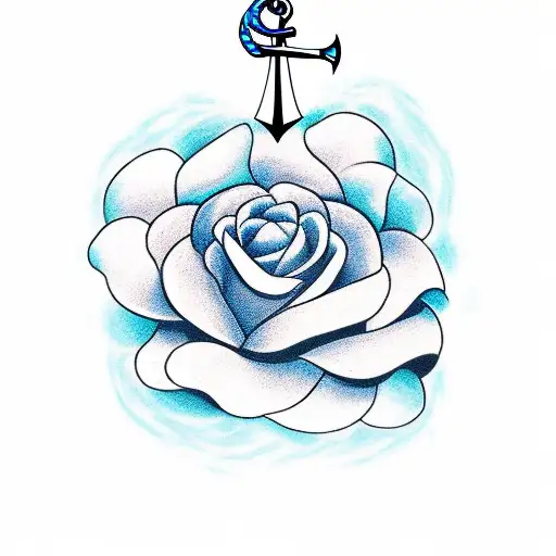 Anchor With Blue Rose