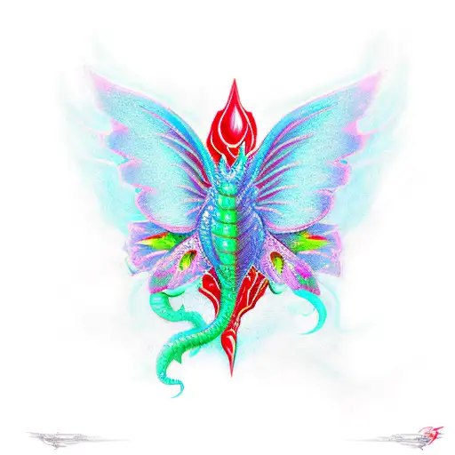 Rose Dragon Aquarius Butterfly Red