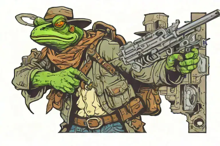 Frogman Cowboy Holding A Revolver