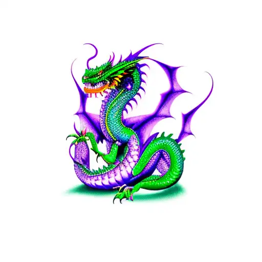 Green Dragon With Purple Eyes