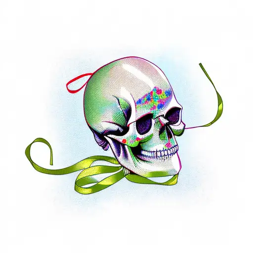 Stoic Skull With Tattered Ribbon