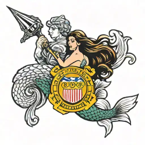 Coast Guard Emblem With A Mermaid And The Motto 'Semper Paratus'