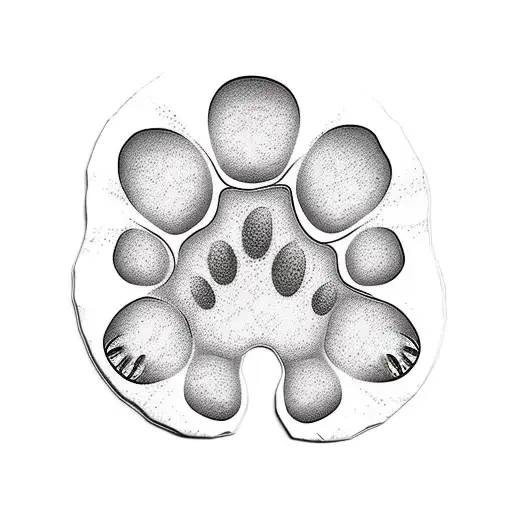 Dog Paw Tattoo Black With Floral Design Inside Pad In Mexican Folklore Style