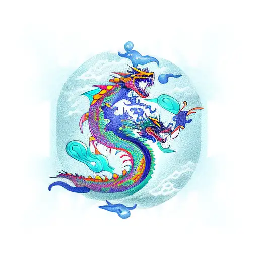 A Majestic Dragon Swimming Underwater With Vibrant Colors