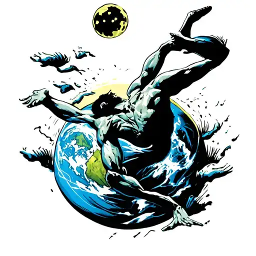 Man Black Figure Falling Into A Unknown World