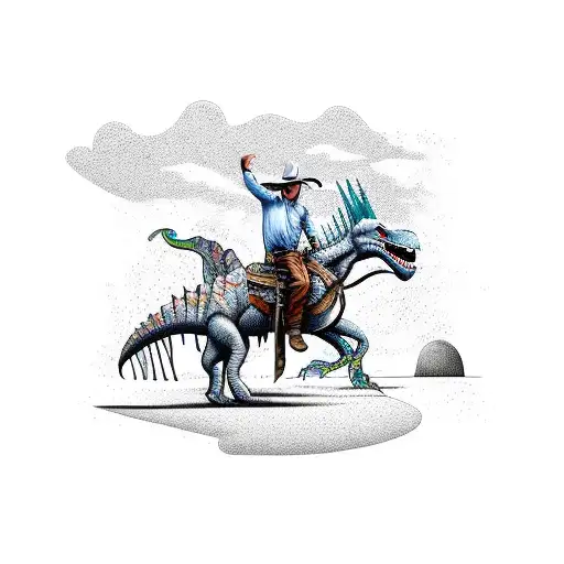 Cowboy Riding A Dinosaur