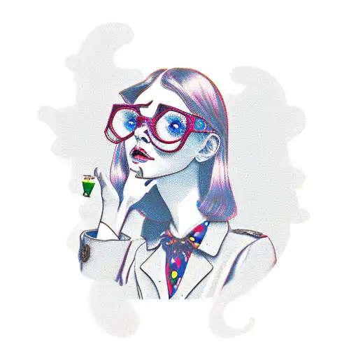 Alice In Wonderland With Dark Hair And Glasses