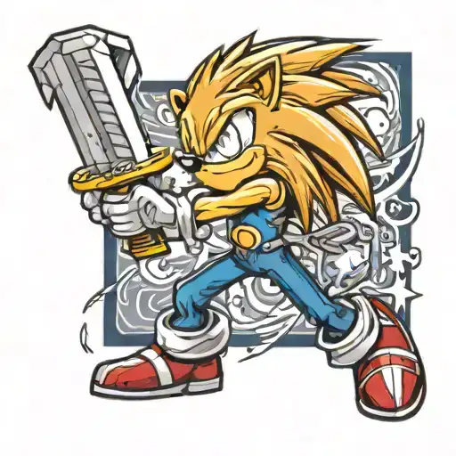Sonic The Hedgehog Wielding The Buster Sword From Final Fantasy 7