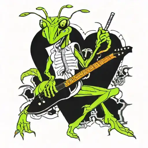 Praying Mantis Playing An Electric Guitar
