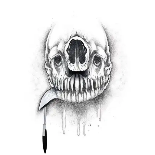 Rottwheeler Hold Knife In Mouth Black