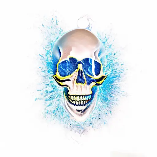 A Ghostly Skull Emerging From A Fiery Splash