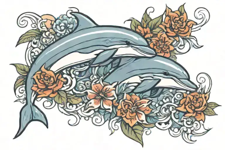 Dolphins And Floral
