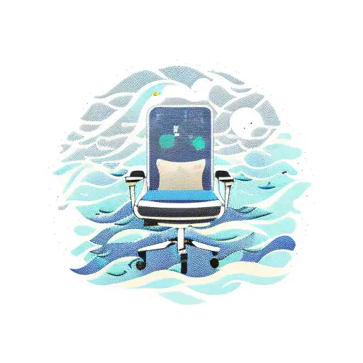 A Moonlit Ocean Scene With A Psychologist's Chair Floating On A Wave