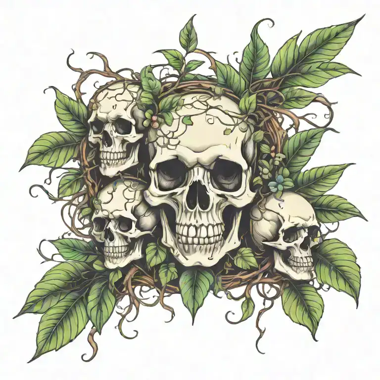 Poisonous Plants Intertwined With Vines And Skulls In A Rainforest Setting