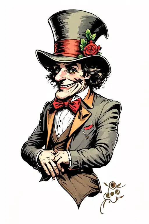 Tattoo Of Dark Version Of Original Cartoon Version Of The Mad Hatter