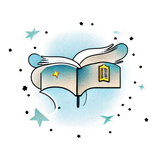 Magical Library With Floating Books And A Shooting Star