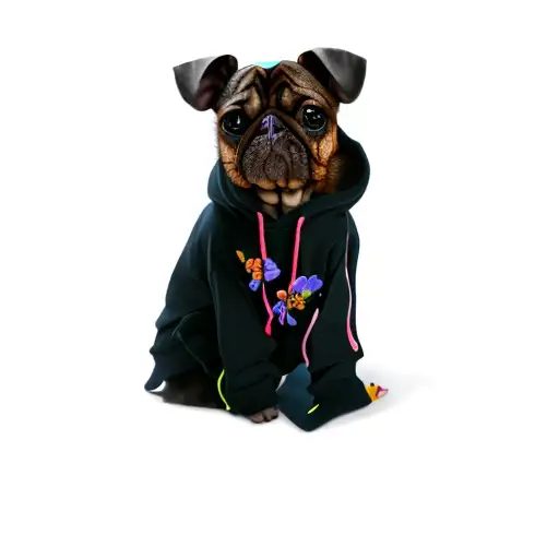 A Dog Wearing A Hoodie With Flowers