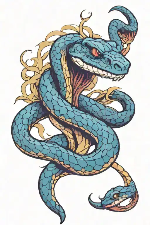 Snake Intertwined On The Neck