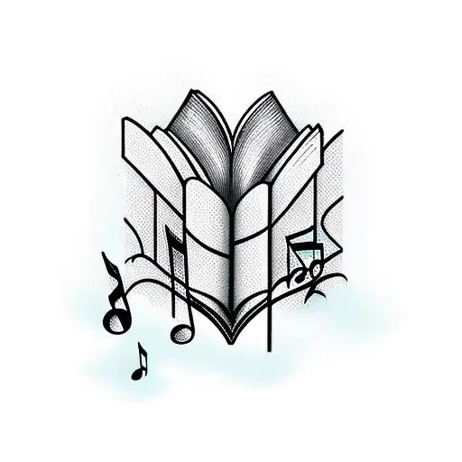Musical Notes Intertwining With A Book