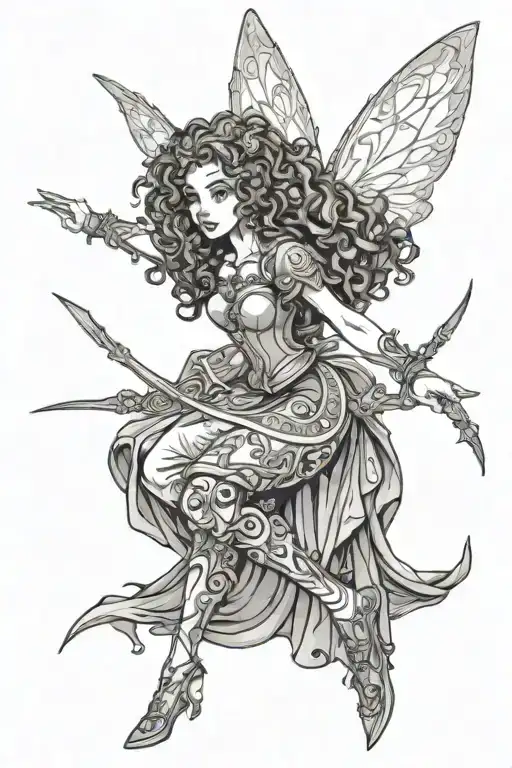 Shoulder Tatoo Art With A Fairy That Looks Like Merida