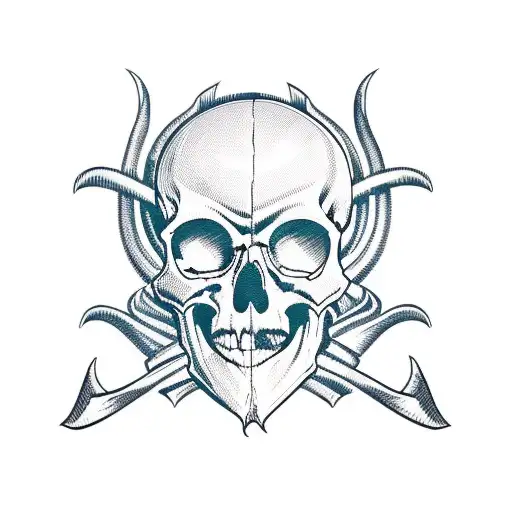 Pirate Skull With Scroll Saying No Quarter
