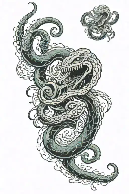 Kraken Fighting Midgard Serpent