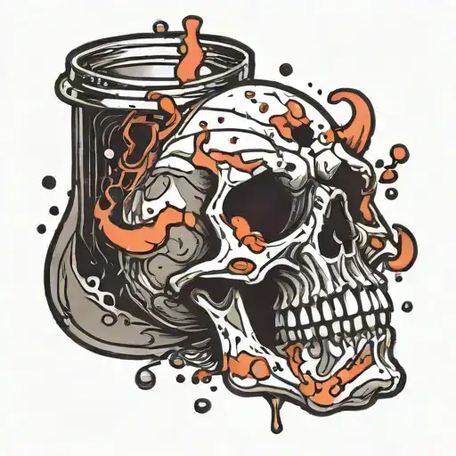 A New-school Design Of A Paint Tube Morphing Into A Skull With Dark Paint Splatters