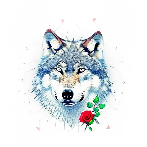 Wolf With Anchor And Roses