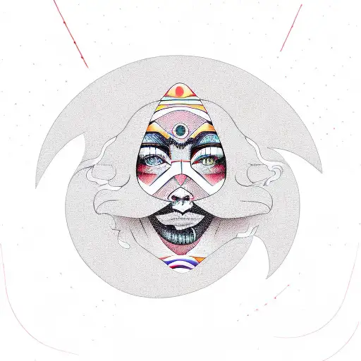 Moon With Pentagramm And Woman