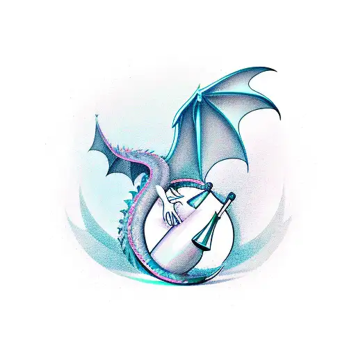 A Cocktail Server With Dragon Wings Serving Martinis In A Futuristic City