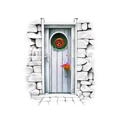 Hobbit Door With Rose Garden
