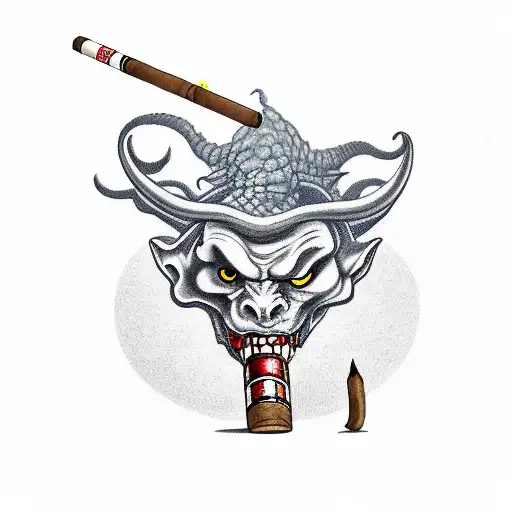 Demon Smoking A Cigar With 666 Number