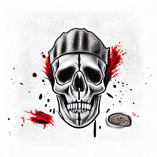 Face For Half A Person By Half A Skull Who Has Blood On His Face