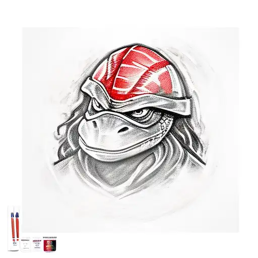Raphael From Tmnt Surrounded By Thick Black And Red Brush Strokes
