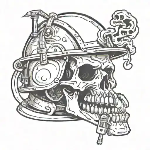 A Welder's Helmet With A Skull Smoking A Joint