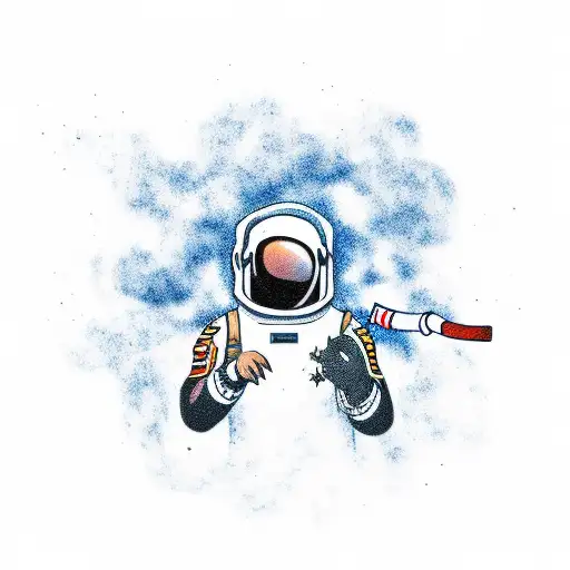 Astronaut With Smoke Swirling Around It
