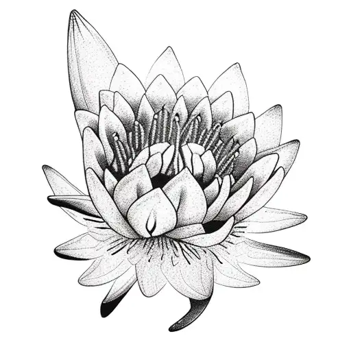 Baby Elephant And A Peach Water Lilies And Larkspurs