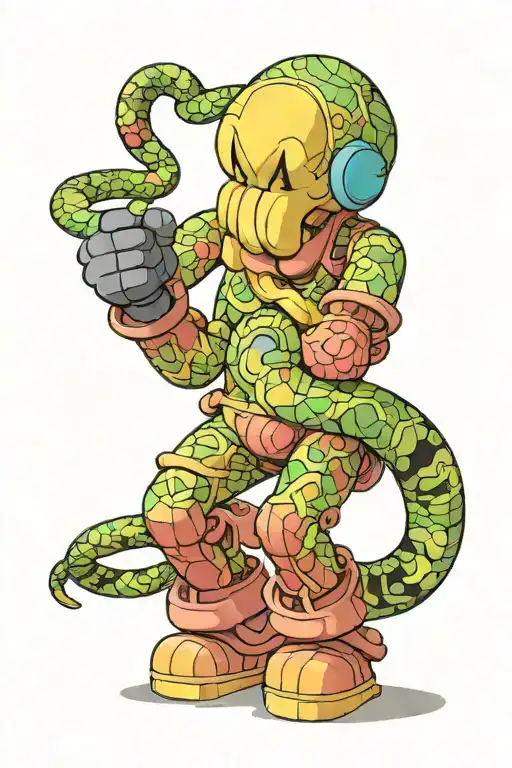 Kaws Statue With A Snake Wrapped